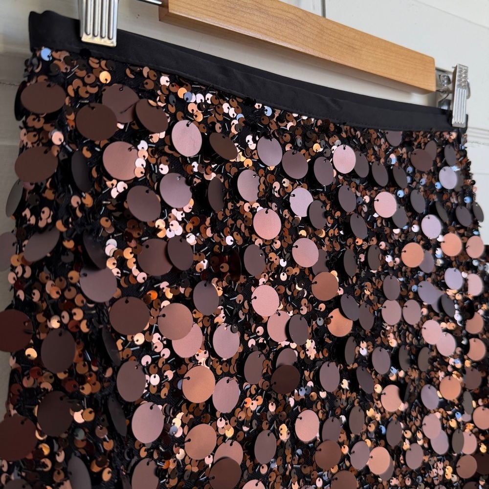Zara Brown Black Sequin Beaded Mini Skirt Small NWT Festival Concert Party Glam - Picture 10 of 11